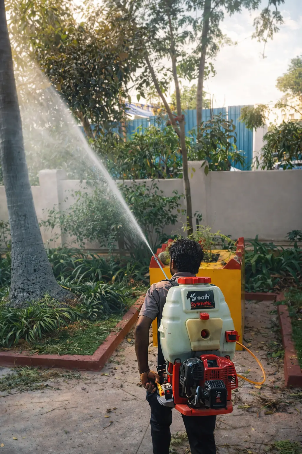 Pest control spraying treatment for garden plants and trees